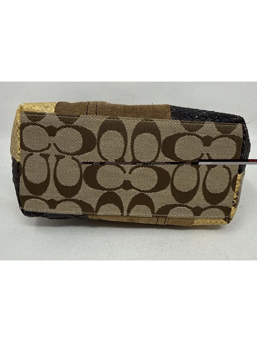Coach Patchwork Shoulder Bag Brown Signature Leopard Y2K Mini Hobo Purse